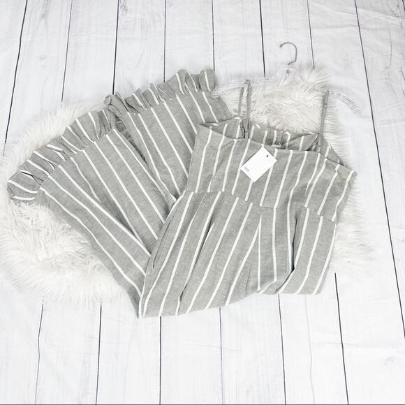 ASOS Women's‎ Grey Striped Sleeveless Jumpsuit Size 12 in Linen NEW - Picture 3 of 6